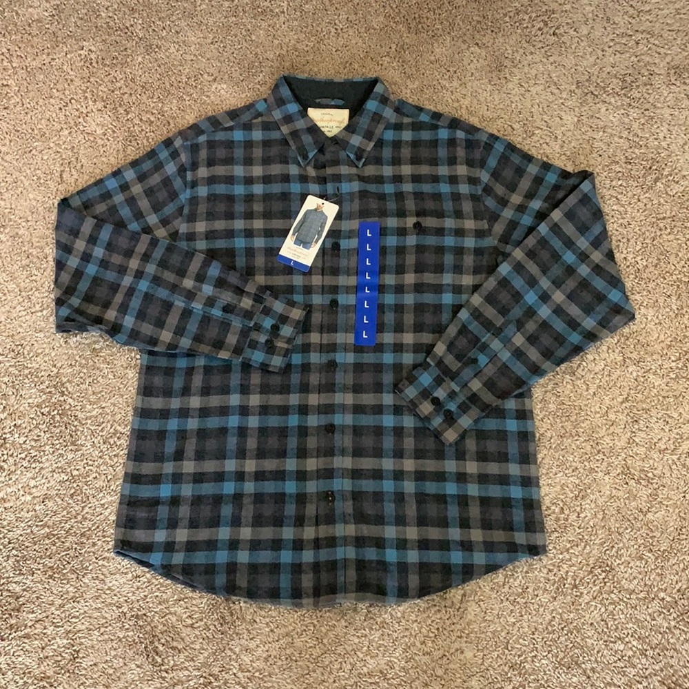 Blue Gray Gingham Flannel (L)